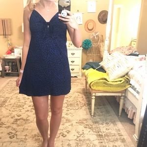 Wild Fable blue and black leopard dress with tie